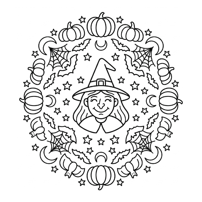 Coloriage Mandala: Bonne sorcière Mandalas