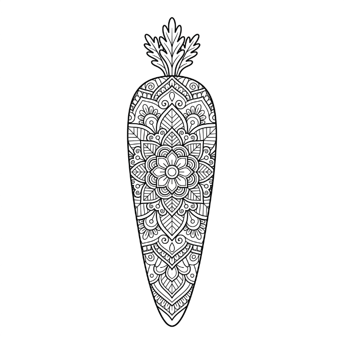Coloriage Mandala: Carotte à motifs floraux Mandalas