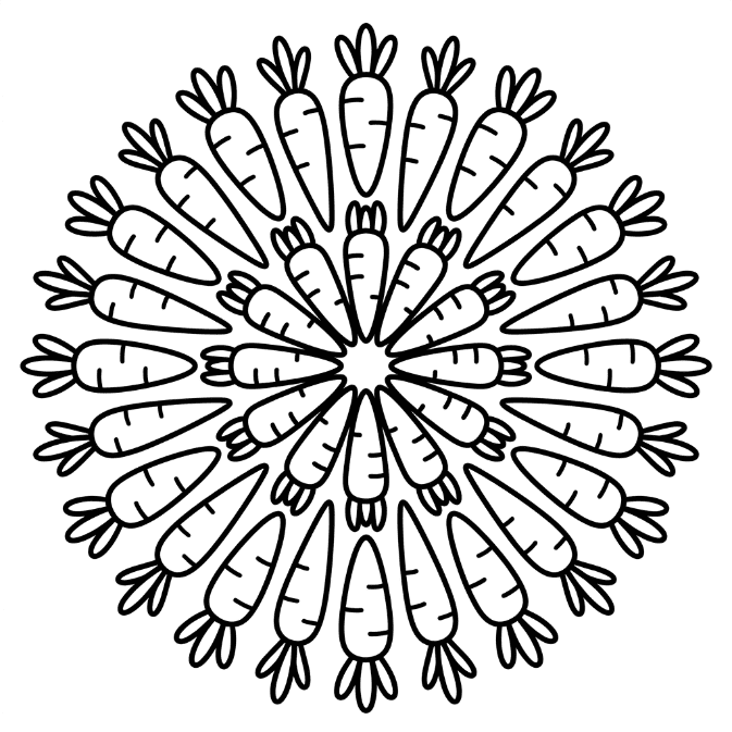 Coloriage Mandala: Carottes facile Mandalas