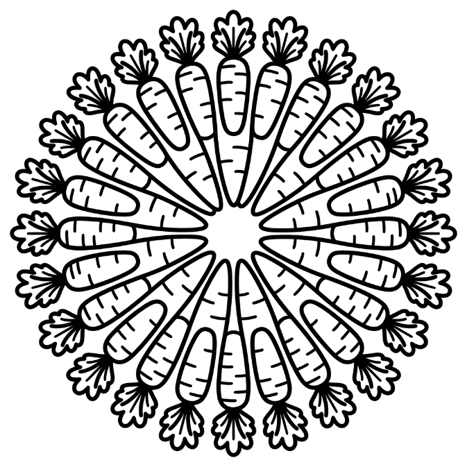 Coloriage Mandala: Carottes minimales Mandalas