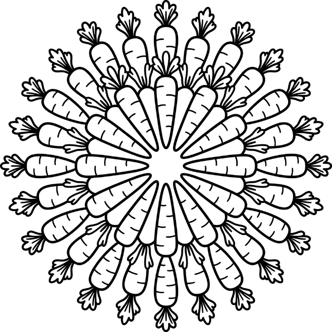 Coloriage Mandala: Carottes simples Mandalas