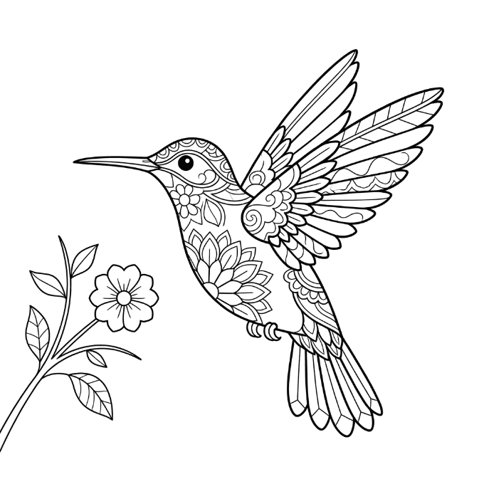 Coloriage Mandala: Colibri délicat Mandalas