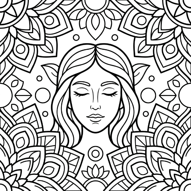 Coloriage Mandala: Elfe femelle Mandalas