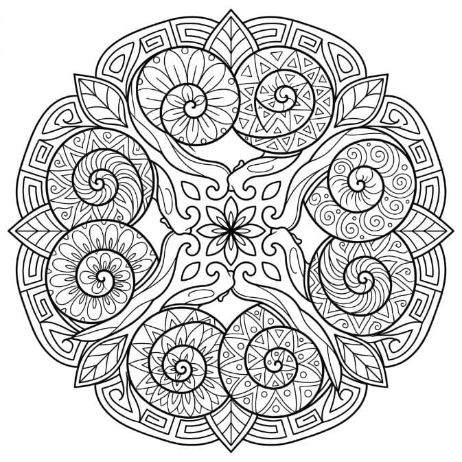 Coloriage Mandala: Escargots à coquilles décoratives Mandalas