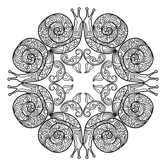 Coloriage Mandala: Escargots pour adultes Mandalas