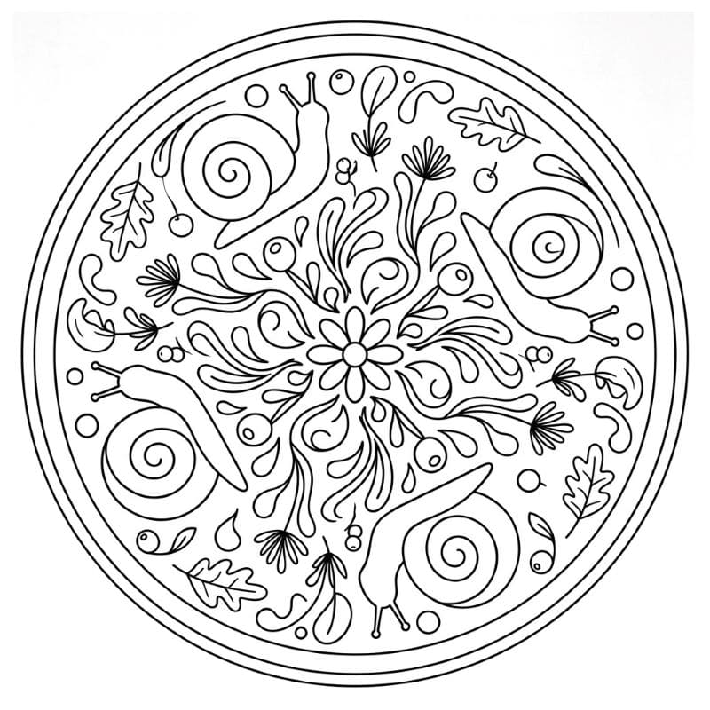 Coloriage Mandala: Escargots pour enfants Mandalas
