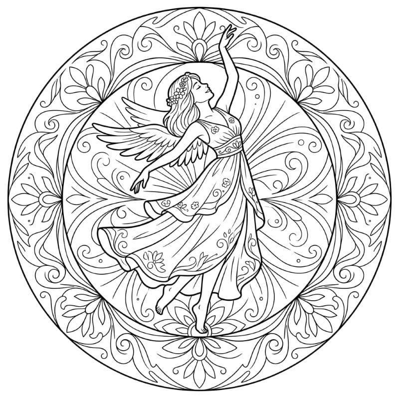 Coloriage Mandala: Femme ange Mandalas