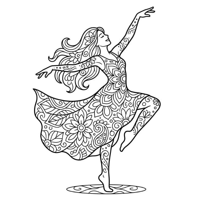 Coloriage Mandala: Femme dansante Mandalas