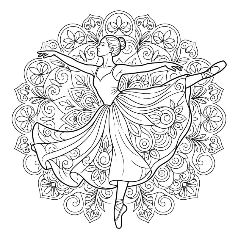 Coloriage Mandala: Femme de ballet Mandalas