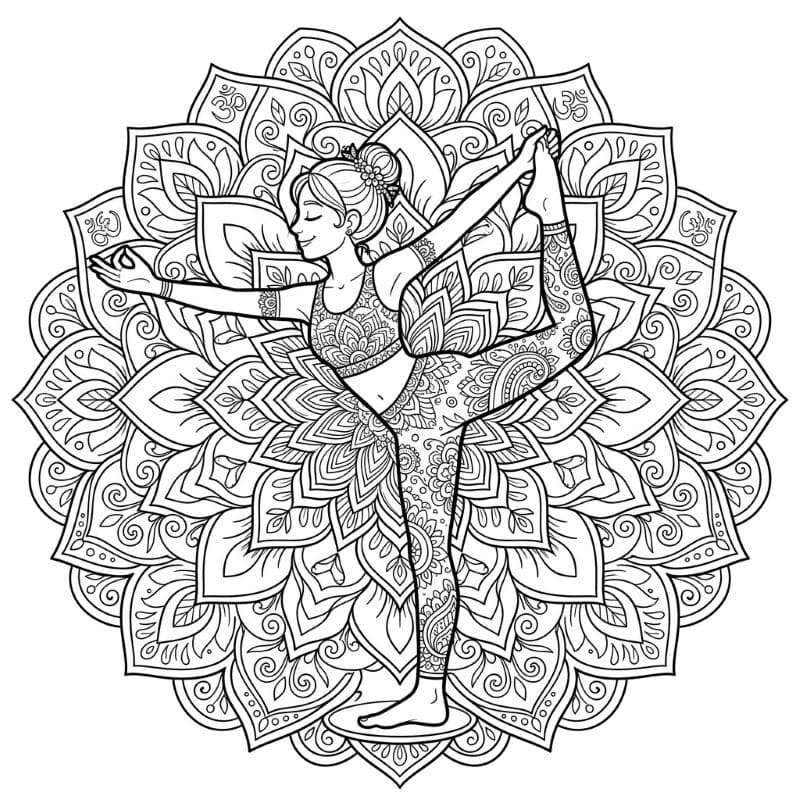 Coloriage Mandala: Femme de yoga Mandalas