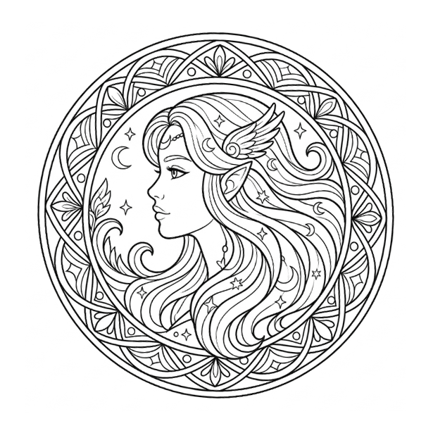 Coloriage Mandala: Femme fantastique Mandalas
