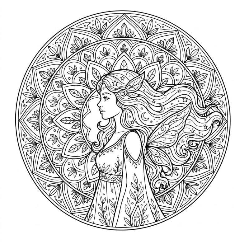 Coloriage Mandala: Femme magique Mandalas