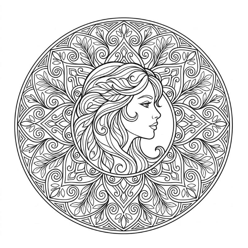 Coloriage Mandala: Femme pour adultes Mandalas