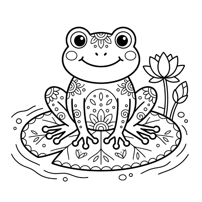 Coloriage Mandala: Grenouille adorable Mandalas