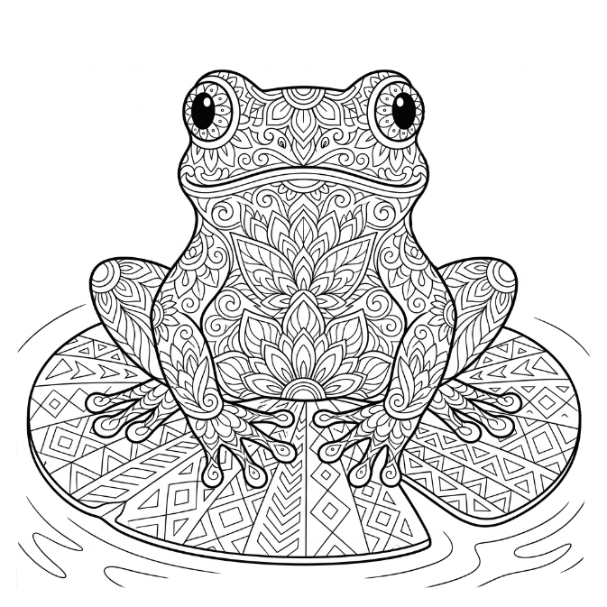 Coloriage Mandala: Grenouille complexe Mandalas
