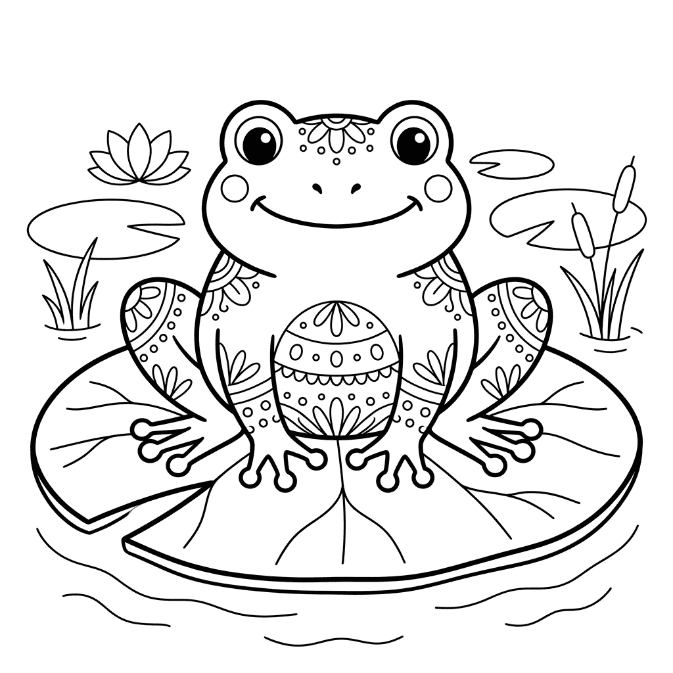 Coloriage Mandala: Grenouille kawaii Mandalas