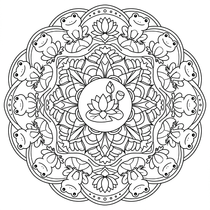 Coloriage Mandala: Grenouilles gratuit Mandalas