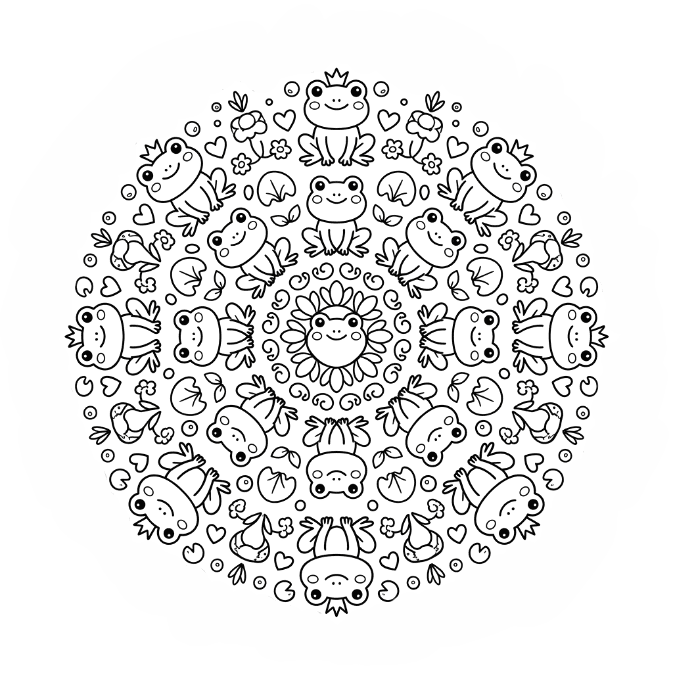 Coloriage Mandala: Grenouilles imprimable Mandalas