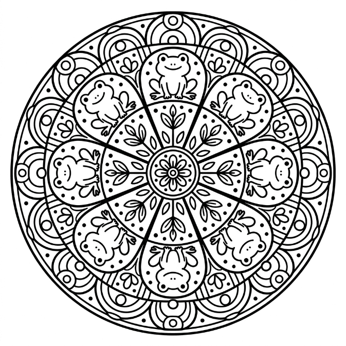 Coloriage Mandala: Grenouilles pour enfants Mandalas