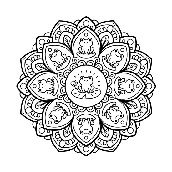 Coloriage Mandala: Grenouilles simples Mandalas