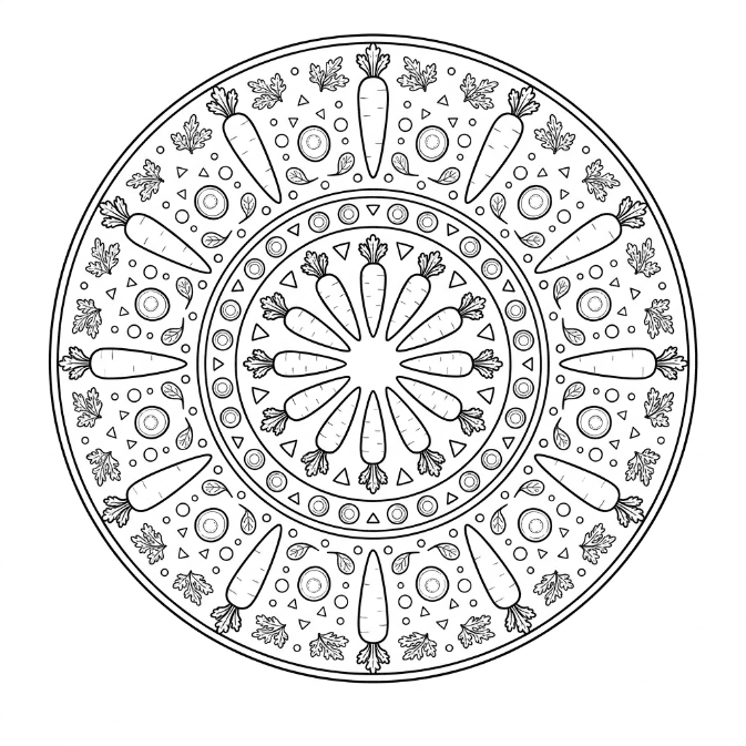 Coloriage Mandala: Jardin de carottes Mandalas