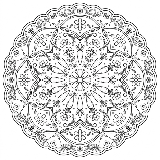 Coloriage Mandala: Jolies carottes Mandalas