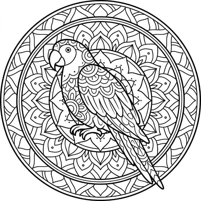 Coloriage Mandala: Magnifique perroquet Mandalas
