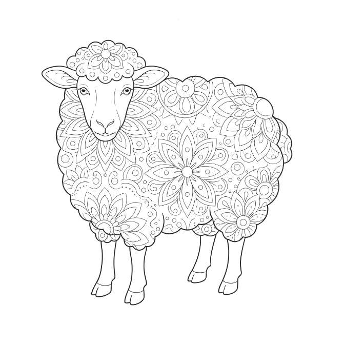 Coloriage Mandala: Mouton calme Mandalas