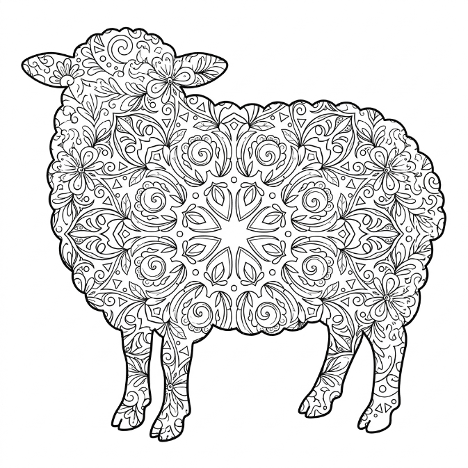 Coloriage Mandala: Mouton duveteux Mandalas