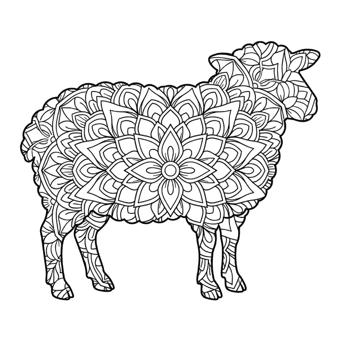Coloriage Mandala: Mouton élégant Mandalas