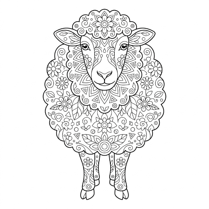 Coloriage Mandala: Mouton mignon Mandalas