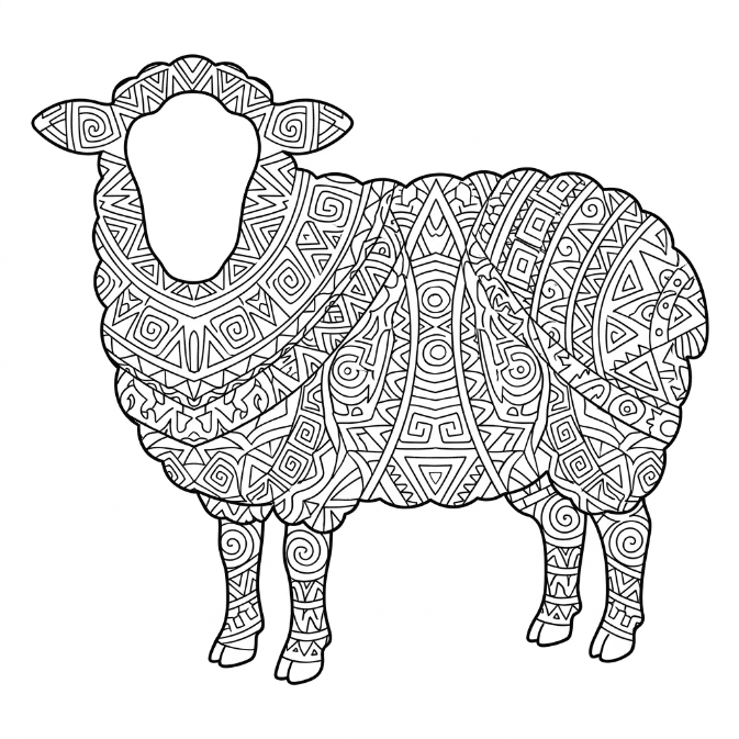 Coloriage Mandala: Mouton tribal Mandalas