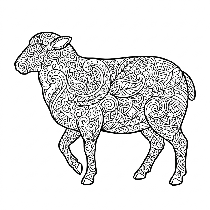 Coloriage Mandala: Mouton zentangle Mandalas
