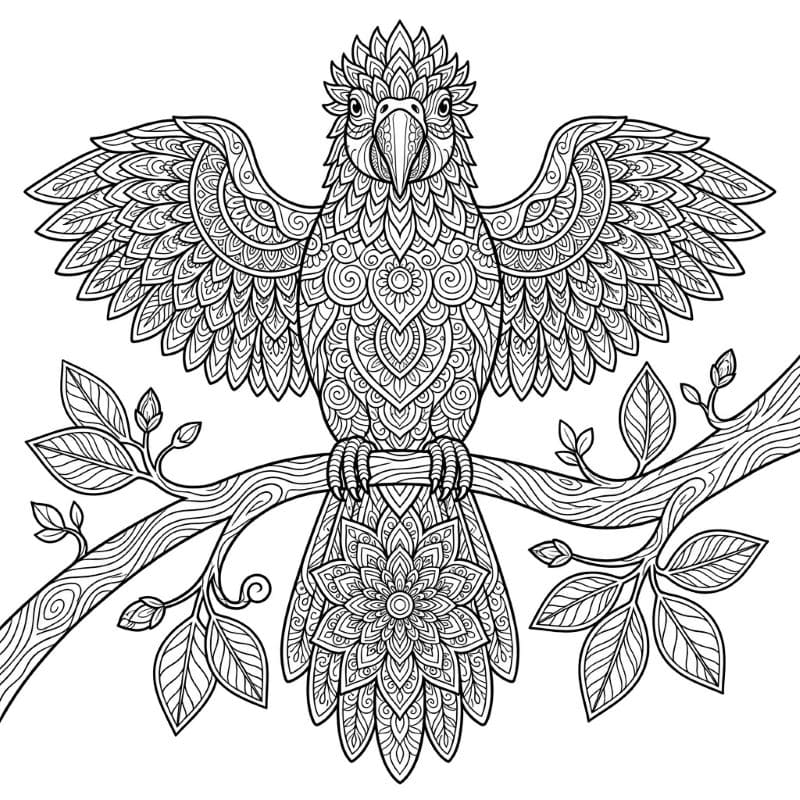Coloriage Mandala: Perroquet complexe Mandalas
