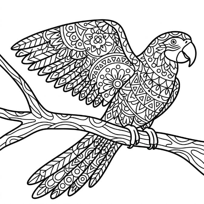 Coloriage Mandala: Perroquet génial Mandalas