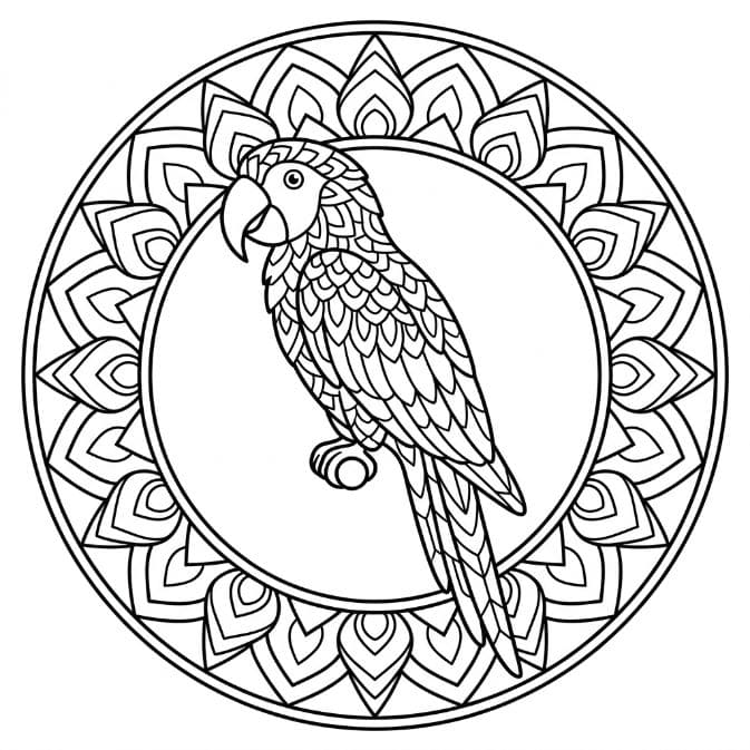 Coloriage Mandala: Perroquet simple Mandalas