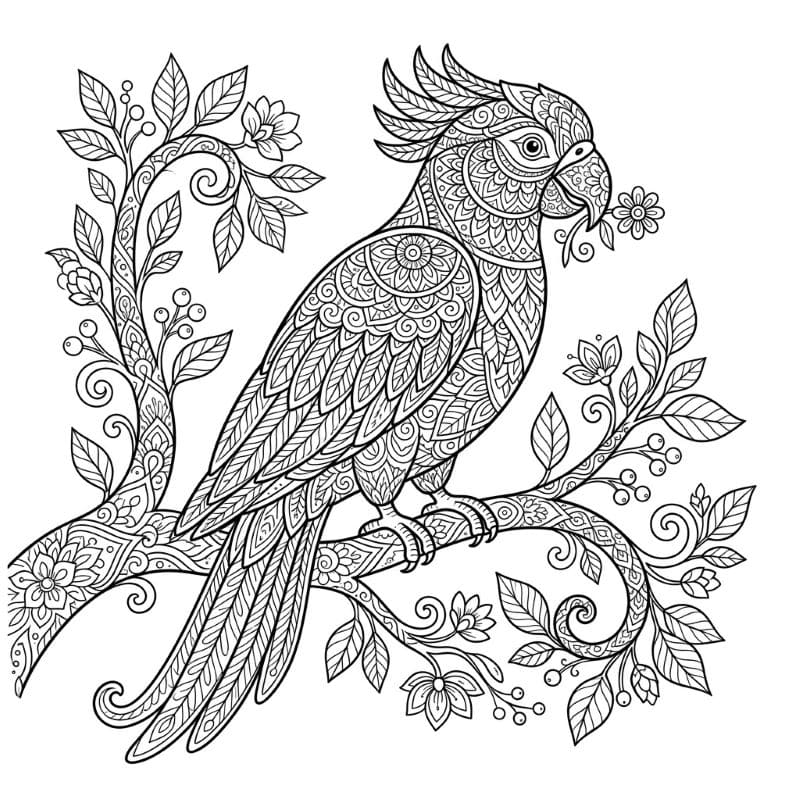 Coloriage Mandala: Perroquet splendide Mandalas