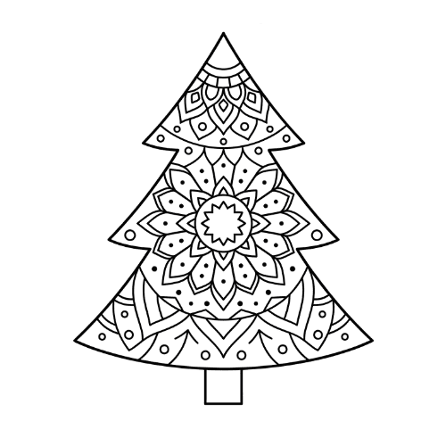 Coloriage Mandala: Sapin de Noël coloré Mandalas