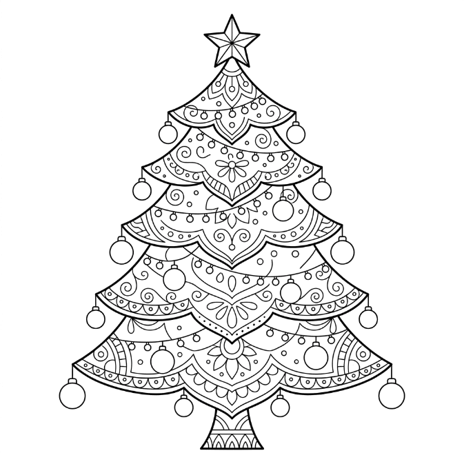 Coloriage Mandala Sapin de Noël Mandalas