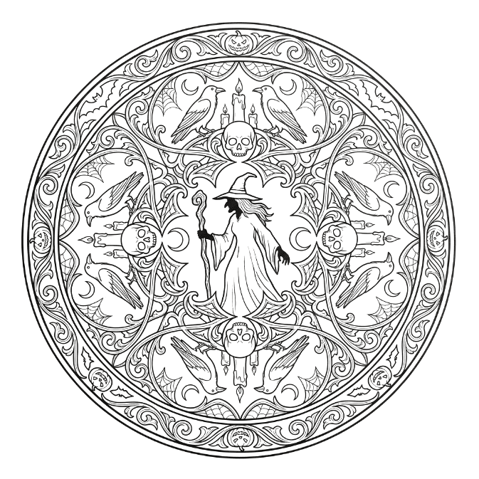 Coloriage Mandala: Sorcière gothique Mandalas