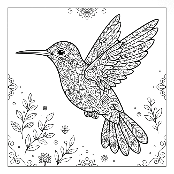 Coloriage Mandala: Splendide colibri Mandalas