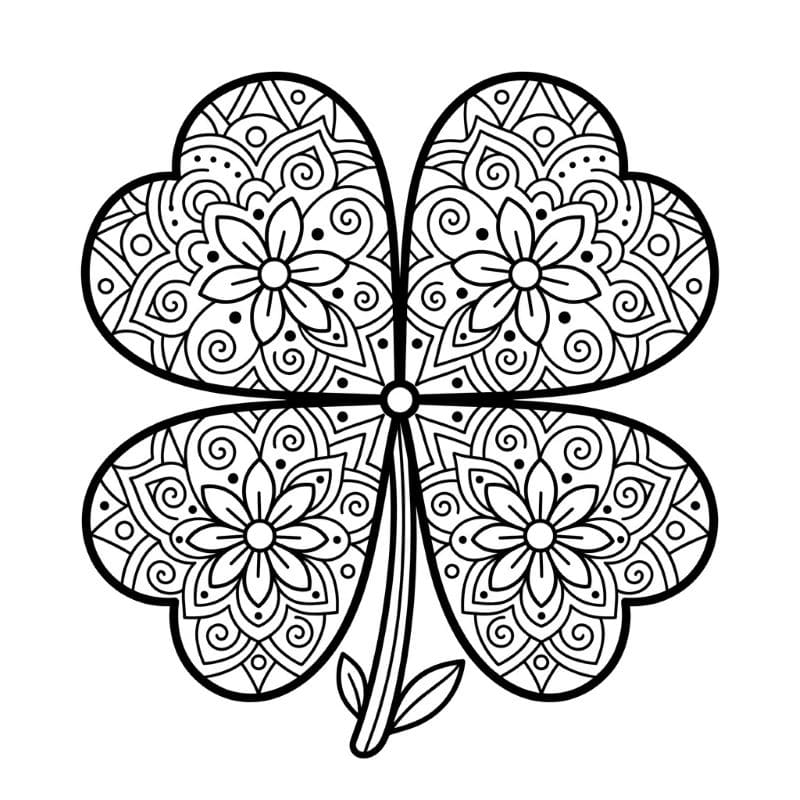 Coloriage Mandala: Trèfle à motifs répétitifs Mandalas