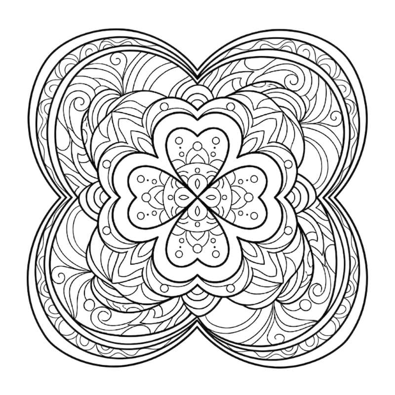 Coloriage Mandala: Trèfle abstrait Mandalas