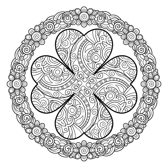 Coloriage Mandala: Trèfle complexe Mandalas