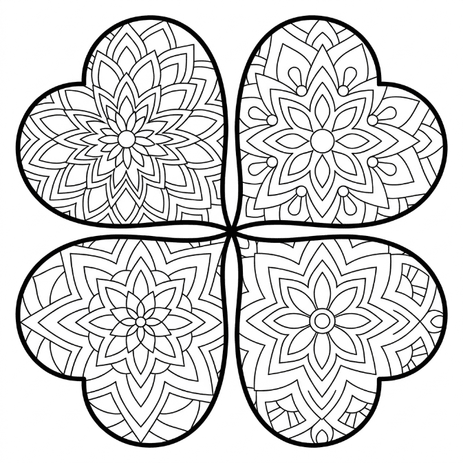 Coloriage Mandala: Trèfle élégant Mandalas