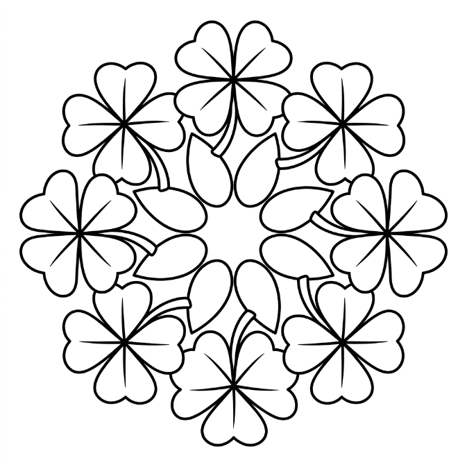 Coloriage Mandala: Trèfle facile Mandalas