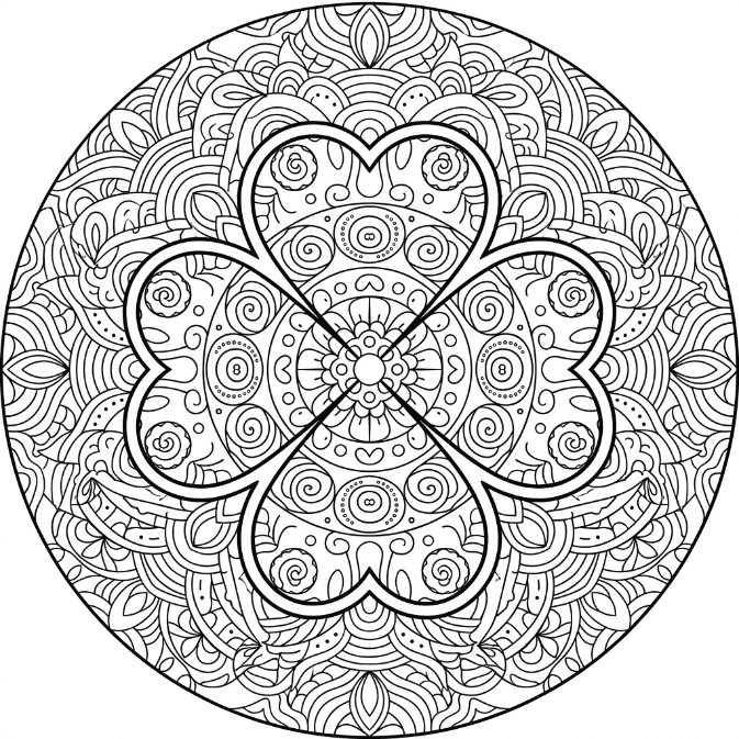 Coloriage Mandala: Trèfle incroyable Mandalas