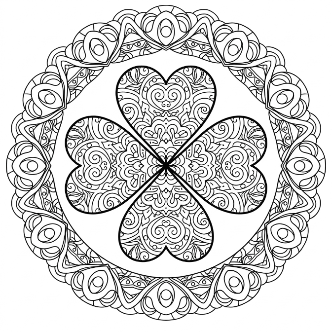 Coloriage Mandala: Trèfle merveilleux Mandalas