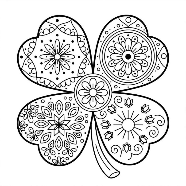 Coloriage Mandala: Trèfle minimal Mandalas