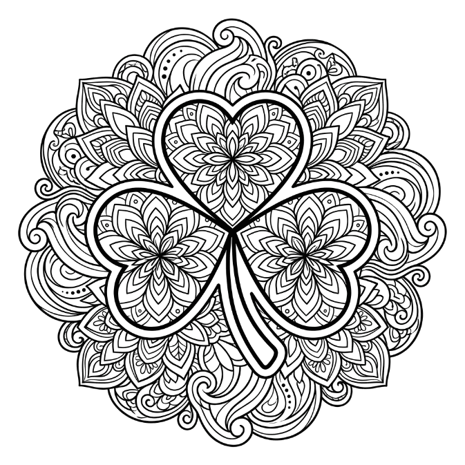 Coloriage Mandala: Trèfle pour adultes Mandalas